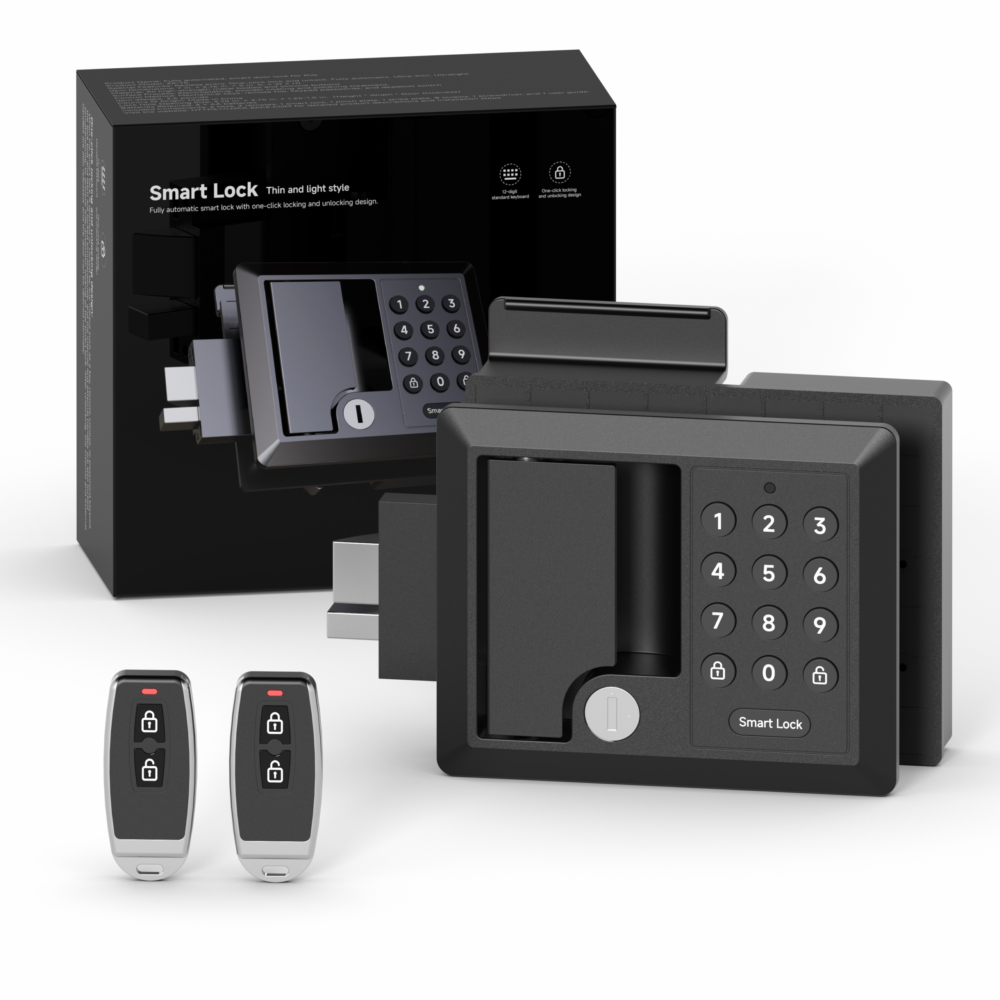 主图-3-带包装盒 Keyless Entry RV Door Lock with Dual-Bolt Linkage | Premium RV Electronic Deadbolt with Remote, Keypad & Mechanical Keys