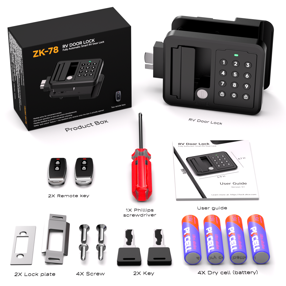 外观2026-0128-配件-正方图 ZK-78 Keyless RV Door Lock — The tough lock that keeps it simple.